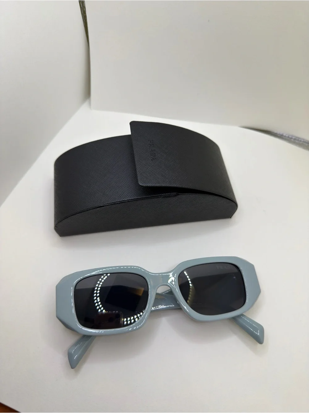Prada Light Blue Rectangular Women's Sunglasses